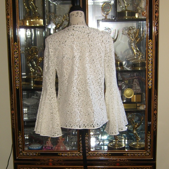 ZARA WHITE LACE BELL SLEEVE TOP S - Picture 4 of 7